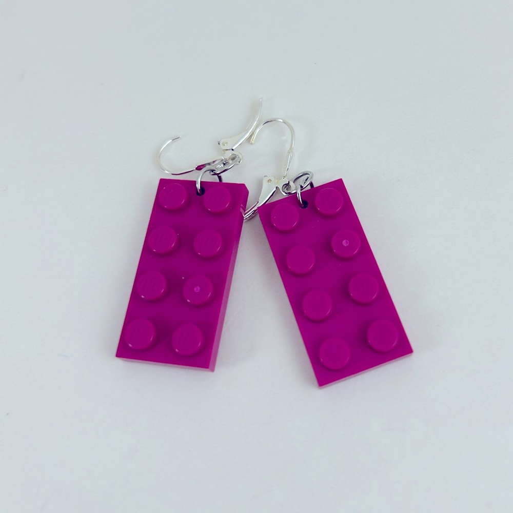 Magenta block earrings